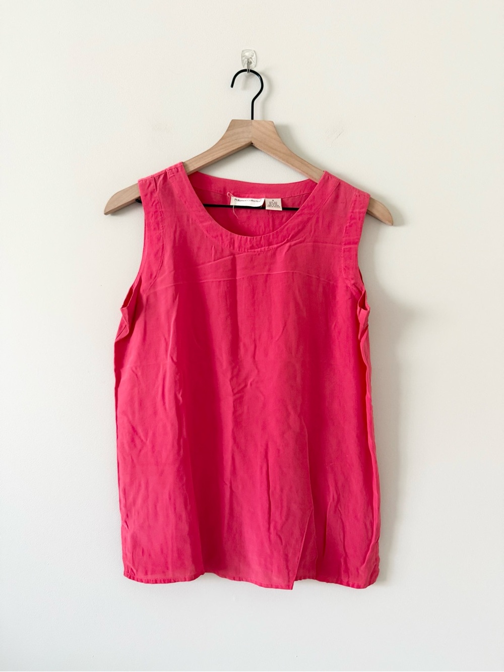 Potomac Collection 100% Silk Bright Pink Sleeveless Blouse Top Size S